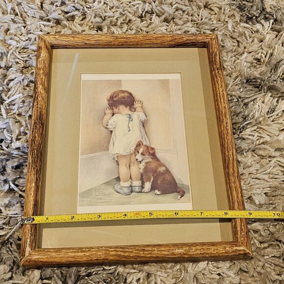 Vintage Bessie Pease Gutmann "In Disgrace" Framed Lithograph Signed 9" x 11" - Picture 3 of 8
